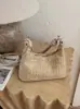 Nova bolsa de palha trançada com alça de ombro larga e moderna, estilo simples, grande capacidade, bolsa de praia casual
