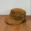 Gorra de visera vintage de otoño e invierno, plisada con lazo apilado, tipo boina, de gamuza, para mujeres con cabeza grande, hace que la cara se vea más pequeña, ala ancha, cálida, moderna