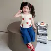 Conjunto de Verano 2026 para Niñas Nuevo Elegante Dulce Ropa de Verano para Niños Moda Delgada de Mezclilla Conjunto de Dos Piezas