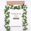 Rattan Rosa Simulado, Flor Artificial Flor de Seda, Videira de 10 Cabeças, Sala de Estar Interna, Decoração de Tubo de Água, Planta de Flor Plástica