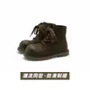 Botas de Cano Curto de Couro Bovino de Primeira Camada Femininas 2026 Outono Novo Estilo Francês Salto Grosso Solado Grosso Botas Martin Femininas Botas de Rua Cool para Motociclistas