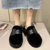 Pantuflas de Piel Baotou para Mujer Ropa de Exterior 2026 Nuevo Otoño/Invierno Suela Gruesa Hebilla Felpa Suela Suave Antideslizante Moda Pantuflas de Algodón