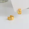 Pendientes de Plata de Ley S925 Nalan Huecos de Flor de Cuatro Hojas Cepillados Exquisitos Simples Estilo Ins Pendientes de Nicho M08150