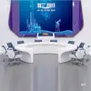 Mesa de Conferência Redonda Grande com Pintura Eletrostática Branca Mesa de Negociação Empresarial em Forma de C Mesa de Conferência Curva Criativa Mesa de Comando de Operação em Forma de C