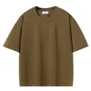 Camiseta de Manga Corta 100% Algodón 280g Colección 2025 Hombro Caído Corte Holgado Unisex Cuello Redondo Manga Media Hilo Doble 32s Transfronteriza Tallas Grandes