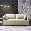Sofá para Apartamentos Pequenos, Estilo Nórdico Creme, Tecido Tecnológico, Couro Resistente a Arranhões de Gato, Dois ou Três Lugares, Sofá de Mola para Sala de Estar, Popular Online