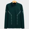 Otoño e invierno color sólido terciopelo doble cara lijado cuello semi alto manga larga para hombre cálido interior abrigo de otoño camiseta base gruesa para hombre