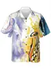 Camisa de Manga Corta con Estampado Digital Estilo Hawaiano para Vacaciones, Nueva Moda Tendencia Europea y Americana para Hombre