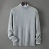 Suéter 100% cachemira, nuevo estilo otoño e invierno, jersey de punto trenzado de cuello redondo para hombre, suéter básico de punto simple, suéter cálido