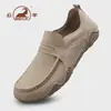 Zapatos Genuinos de Piel de Carnero para Hombre, Nuevos Zapatos Casuales de Piel Transpirables Primavera/Verano, Suela Suave, Ligeros Slip-On Zapatos Deportivos para Caminar