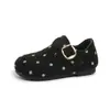 Sapatos de couro com bolinhas estilo francês para meninas, estilo Birkenstock, nova coleção outono 2026, mocassins de bico raso para bebês meninas, disponíveis para dropshipping