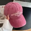 Gorra de Béisbol de Mezclilla Lavada Estilo Americano con Bordado de Letras para Mujer, Ala Ancha, Adelgazante, Ampliada y Profundizada, Gorra tipo Pico con Protección Solar