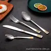 Oriente Médio para Conjunto Criativo de Faca, Garfo e Colher de Bife Amazon Flor Quadrada Colher de Presente Garfo Atacado Restaurante