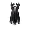 Lencería Sexy Hebilla Frontal Malla Transparente Lazo Pijama Caliente Abertura Falda Larga qqny Puro Deseo