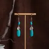 Pendientes de Borlas Turquesas Estilo Bohemio Retro Ganchos para Orejas Estilo Étnico Pendientes Estilo Tíbet para Viajes Fotografía Vacaciones