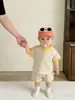 Conjunto de Verão para Bebê, Conjunto de Duas Peças com Camiseta Listrada Estilosa de Manga Curta e Shorts Casuais Estilo Coreano para Sair