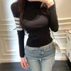 Suéter Base Estilo Dongdaemun Corea del Sur Cuello Redondo Manga Larga Jersey Ajustado Top