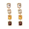 Colar e Brincos Quadrados de Diamante Vintage Medieval Europeu e Americano Conjunto de Joias Estilo Palácio Luxo Acessível Colar de Alta Qualidade