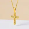 Accesorios de Collar con Colgante de Cruz de Acero de Titanio y Circonita Europeos y Americanos para Mujer, Lujo Ligero, Acero Inoxidable de Alta Gama, Cadena para Clavícula que No se Desvanece