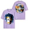 Camiseta de manga corta con estampado XXX TENTACION de hip-hop retro transfronterizo estadounidense, de algodón pesado lavado y cuello pequeño.