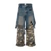 Proyecto Grailz Costura Falso Dos Pares Camuflaje Viejo Pantalones de Herramienta Funcionales para Hombre Sueltos Casuales