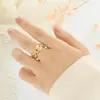 Anel Aberto Ajustável em Tom Dourado Escovado com Micro-Incrustações de Zircônia, Com Textura, Sensação Fashion e de Alto Padrão, Anel para Dedo Indicador Feminino