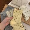 Calcetines de Lunares para Mujer, Calcetines Transpirables de Algodón Puro de Media Pantorrilla, Calcetines Suaves tipo Slouch con Borde Enrollado Estilo Retro, Calcetines Versátiles para Mujer de Zhuji Socks