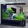 Acuario de Cristal Ultra Transparente para Peces Dorados para Salas de Estar Amplias, Divisor de Pantalla para el Hogar, de Pie, Acuario sin Mantenimiento para Peces Ornamentales
