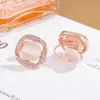 Pendientes Cuadrados de Ojo de Gato Incrustados con Diamantes Lujo Ligero Gama Alta Elegantes Placa de Incienso Mosquitero Clip para Oreja Versátiles Exquisitos Dulces Accesorios para Orejas