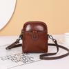 Bolsa Feminina de Couro Genuíno, Retrô 2025 Nova Bolsa de Verão para Celular, Mini Bolsa Pequena Transversal de Ombro, Bolsa Pequena Quadrada Versátil
