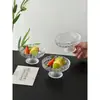 Cuenco de Fruta de Cristal con Pie Alto Cuenco de Fruta de Alta Apariencia Plato para la Hora del Té Plato de Postre Cuenco para Sopa Dulce Cuenco para Postre Plato Creativo