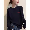 Moda Coreana Jovem Camiseta de Manga Longa com Gola Redonda Canelada para Mulheres 2026 Nova Peça para Primavera e Outono, Top para Usar por Cima ou por Baixo