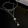 Nuevo collar de ginkgo circonita en forma de abanico para mujer, diseño geométrico de nicho con sentido de la moda y el temperamento, celebridad de Internet, cadena para suéter de alto sentido