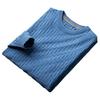 Suéter de punto grueso, ligero y de lujo, sencillo, para hombre, otoño e invierno, cuello redondo, cálido, jacquard, juvenil, camiseta de manga larga, camisa base