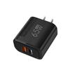 Carregador multi-porta de sarja pequeno 1 USB 1 PD Cabeça de carregamento rápido QC3.0 Adaptador de energia de parede com plugue europeu e americano