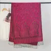 Bufanda Nueva Jacquard de Anacardo Transfronteriza con Borlas Largas, Chal de Viaje Artístico Vintage de Alta Gama de Doble Uso