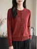 Nuevo cárdigan de punto fino versátil para mujer de otoño con botones de colores, top gris versátil