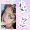 Adesivo de tatuagem de glitter rosa com asas azuis de fantasia, personalidade feminina, braço fofo de alto nível, adesivo lavável e descartável