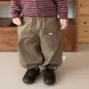 Cardigã de Malha Listrado de Outono para Bebê Estilo Coreano Kids Retrô Vinho Gola Redonda Suéter Roupa de Fora Primavera/Outono para Meninos e Meninas