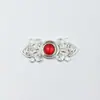 Botones de Palanca con Patrón de Nube Metálicos para Hanfu, Estilo Dinastía Ming y Song, Parche de Piedra Ojo de Gato, Cuello Alto, Hombro de Nube, Moda China, Botones Plateados