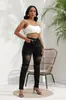 Jeans de Mezclilla Elástica de Cintura Alta Temu con Diseño Diagonal de Botones para Mujer Moda Transfronteriza Europea y Americana Rasgados 2026