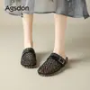 Pantuflas Cerradas Augu Shiden Negras para Mujer 2026 Nuevas de Verano para Exteriores Tejidas de Red Sandalias Semi-Zueco Cómodas