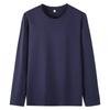 Camiseta de manga larga de algodón de 180 g para hombre y mujer, color liso, cuello redondo, talla grande, holgada, informal, con estampado de logotipo