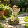 Ángel de Estilo Europeo Creativo Transfronterizo Jardín Patio Alimentado por Energía Solar Hada de las Flores Interior Artesanía de Resina Adornos Decorativos