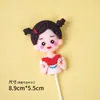Cesta Creativa de Pastel de Mousse de Regreso a Clases Decoraciones Figuras de Goma Suave de Niño y Niña Toppers para Postres de Fiesta