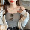 Suéter de Cachemira Cepillada para Otoño e Invierno con Copas en el Pecho, Tirantes Finos, Chaleco Cálido, Alta Elasticidad, Aspecto Adelgazante Ropa Interior, Tirantes Pequeños para Mujer