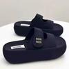 Nueva Ropa de Exterior de Verano 2025 con Velcro y Falda, Sandalias Versátiles de Línea Recta, Pantuflas de Suela Gruesa de Tacón Alto para Mujer