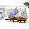 Envío directo Modelo de Barco de Vela de Madera Estilo Mediterráneo Navegación Suave Decoración del Hogar Adornos Fabricante Venta al por Mayor