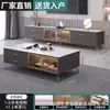 Mueble de TV Moderno de Lujo Ligero con Encimera de Piedra Sinterizada para Hogar Apartamento Pequeño con Estantes Abiertos de Cristal Almacenamiento Mueble de TV de Pie