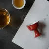 Mi Yan Rojo Coral Copa de Pie Alto Tipo Canción Taza de Té de Cerámica Doméstica Taza para Degustación de Té Taza Maestra Personal No Caliente